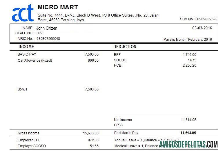 Em branco Modelo de recibo de pagamento MALAYSIA MICRO MART em formatos Word e PDF